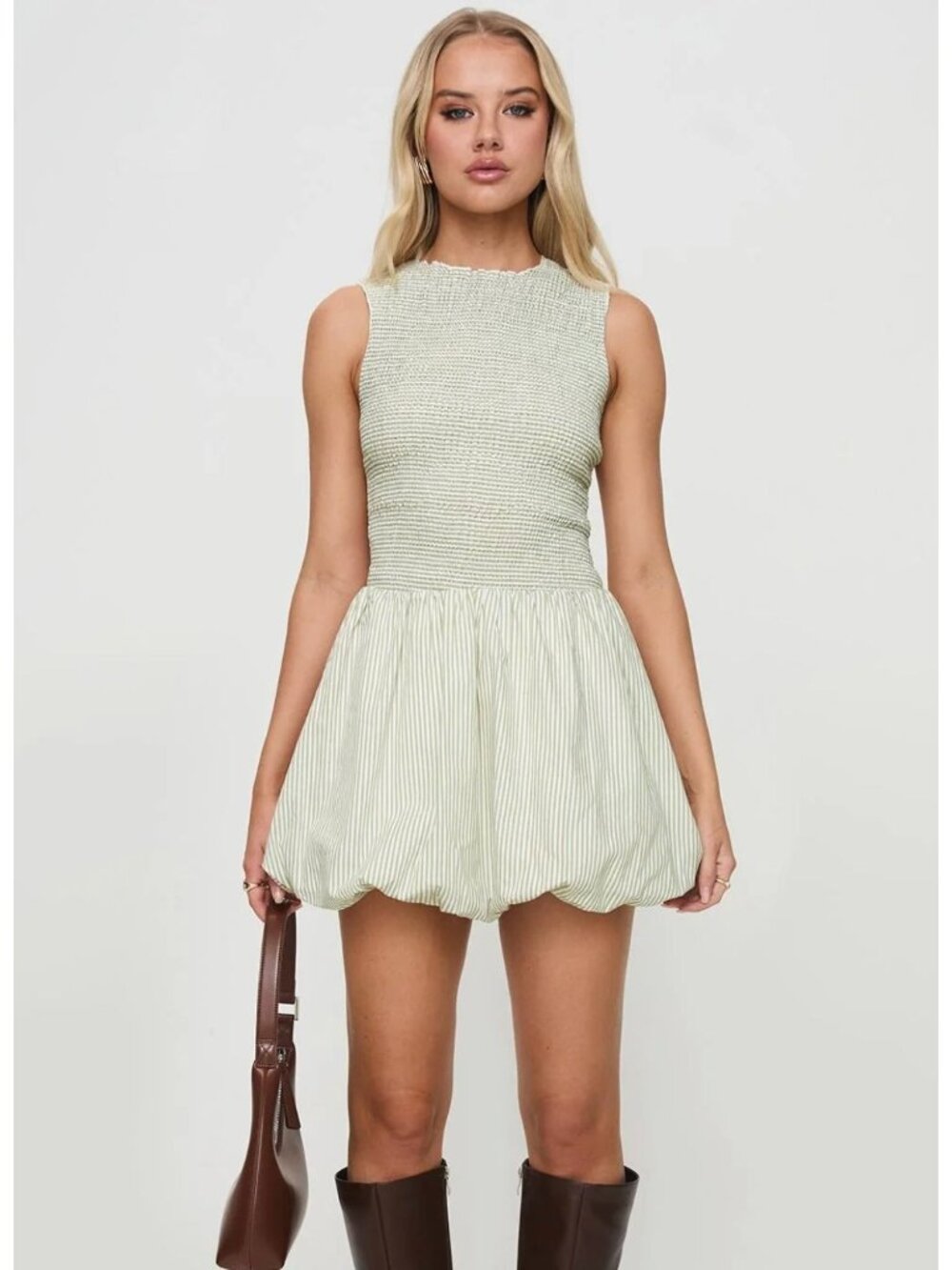 Princess Polly Narnie Mini Dress SZ6 sage/grey